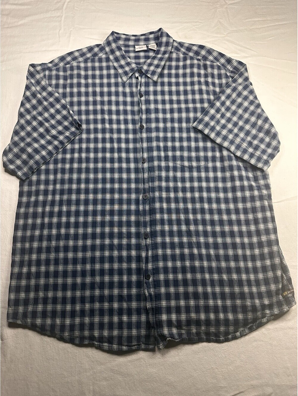 Y2K Anchor Blue Mens Plaid Shirt 2XL